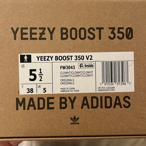 YEEZY Boost 350 V2 Men’s Sneakers - Cloud White (Size 5.5) Tags Included - Picture 3 of 9